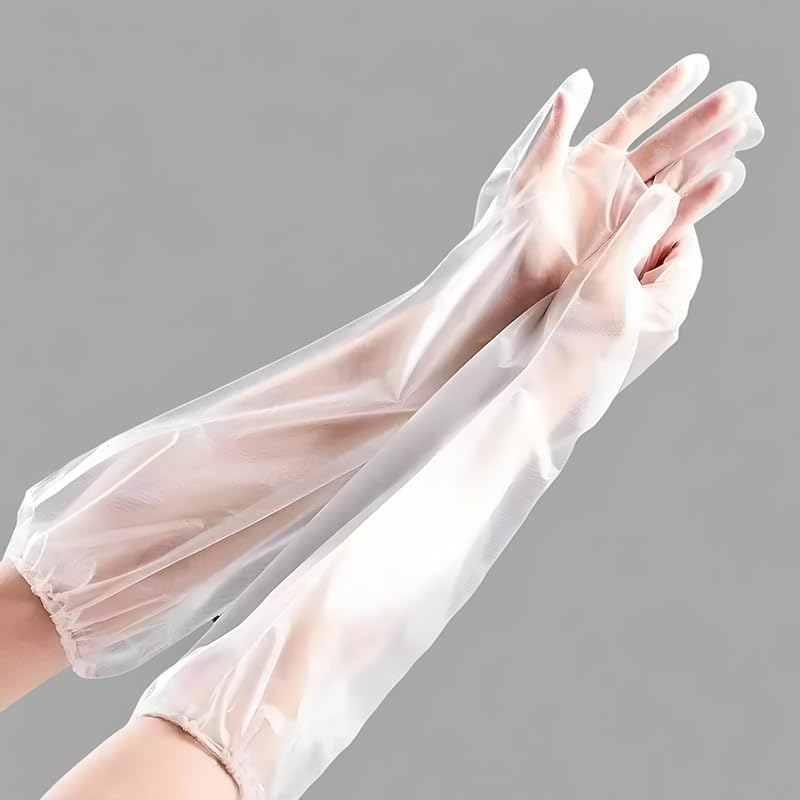Lot de 5 paires de gants de nettoyage jetables extra longs de 60 cm à manches longues imperméables