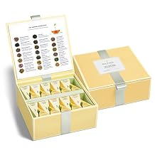 Tea Forte Premium Tea Chest Presentation Box Gift Set Sampler, 40 Count Individually Wrapped Handcrafted Pyramid Tea Infuser Bags, Assorted Tea