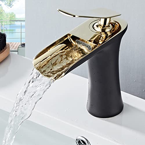 Mitigeur de salle de bain cascade noir et robinet lavabo haut - 8