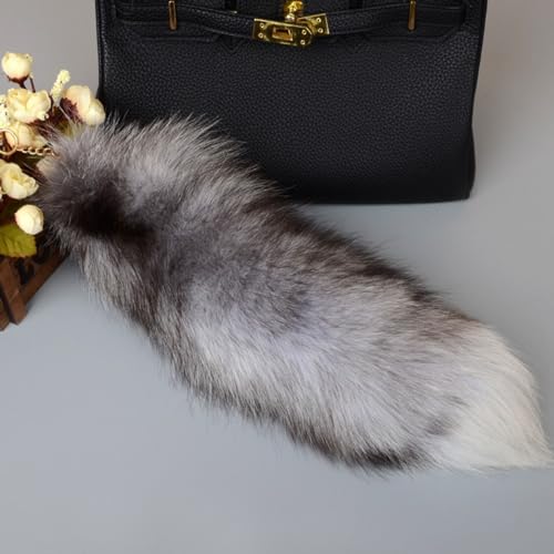 Fox Tail Keychain Black, Fluffy Wolf Tail Faux Keyring,Halloween Cosplay Toy,Bag Accessories,Teen Girl Gifts3