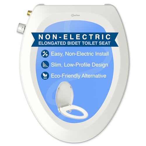 CLEAR REAR Elongated Bidet Toilet Seat – Non Electric Attachment for Toilets, Easy to Install Self Cleaning, Rear & Feminine Wash Nozzles, Adjustable Water Sprayer, Eco Friendly Hygienic Upgrade