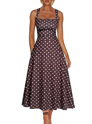Image of Kaximil Women's Square Neck Corset A Line Maxi Dress Ruffle Ruched Waist Flowy Long Dresses