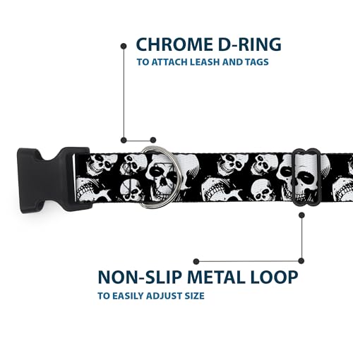 Collier pour chien Buckle-Down noir et blanc crânes imprimés