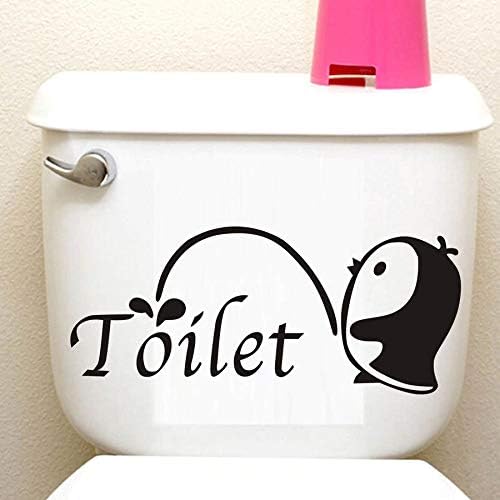 Hatcherabilia Novelty Little Bird Going to The Toilet Bathroom Décor Lid Sticker (Black)