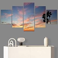 SIGNWIN 5 Panel Canvas Wall Art Palm Tree for Home Decorations Ready to Hang - 60