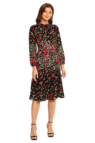 Maggy London Women's Long Sleeve Ruffle Mock Neck Dress