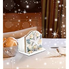 CoTa Global Oceanic Napkin Holder - Nautical Themed Napkin Holder with Starfish and Seashells, Beach Napkin Holder Decor… 41IM82Om1SL. SS280