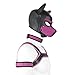 YiQin RWSX Weiche Latex-Hundemaske mit Ohren, Welpenmaske für Cosplay-Party-Maskerade Set (Maske, Halsband, Armbinde, Riemen) (Color : Pink, Size : Large)