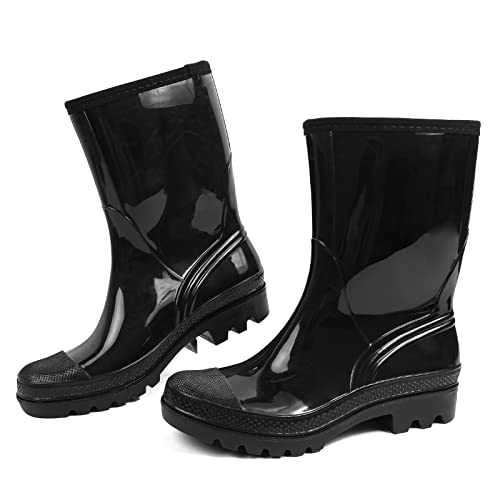 Image of DKSUKO Women's Wide Calf Rain Boots, Waterproof Mid Height Garden Boots | Seamless PVC shell, cushioned insole, and roomy shaft for wet grass, muddy yards, dog walks, and easy rinse-clean care