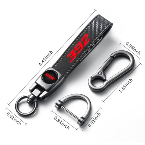 Image of Carbon Fiber Style Car Keychain 392 Emblem Microfiber Leather Key Chain Compatible with Challenger Dakota Charger SRT 392 Avenger Durango Accessories (392)