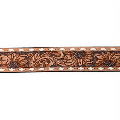 American Darling Large Beautifully Hand Tooled Tan Genuine Leather Belt Men and Women Western with Removable Buckle3