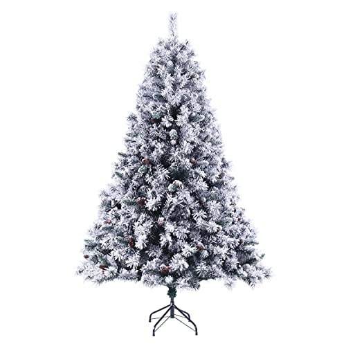 SVITA Weihnachtsbaum künstlich Weiß mit Schnee mit 1017 Zweig-Spitzen inkl. Metall Ständer Kunstbaum Tannenbaum Kunstschnee (Luvi-Nadeln | 210cm)