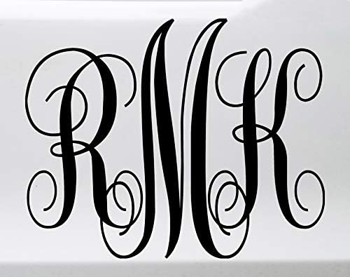 Minglewood Trading Yellow - Monogram Vinyl Decal - Three Initials - Car Truck Laptop Wall - Traditional - Die Cut Sticker - 5w x 4h inches