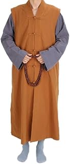 Genérico Ropa de Ocio Lino 4 Colores Túnica Gruesa Chaleco Largo Ocio Cine y televisión Traje Artes Marciales Uniforme de Tai Chi (Marrón XL)