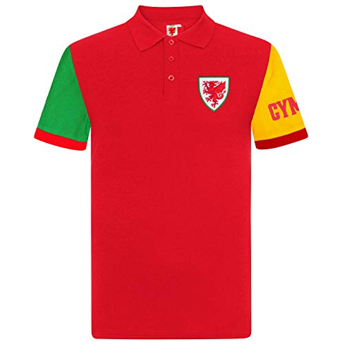 Wales Cymru FAW Official Gift Boys Contrast Sleeve Polo Shirt Red 6-7 Years