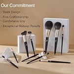 10-Piece Professional Makeup Brush Set with Powder, Contour, Blush, Eyeshadow & Brow Brushes – Includes 2 Premium Beauty Sponges and 1 Dry Cleaning Brush Box for Easy On-the-Go Makeup Application - Image 5