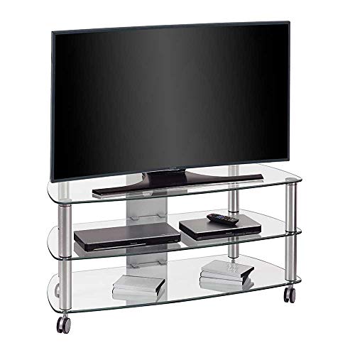 Preisvergleich Produktbild Pharao24 TV Rack aus Glas Rollen