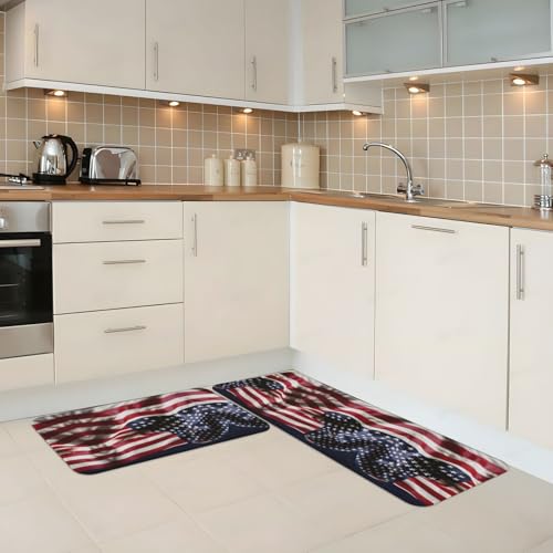 Tapis de cuisine antidérapants confortables drapeau américain sol