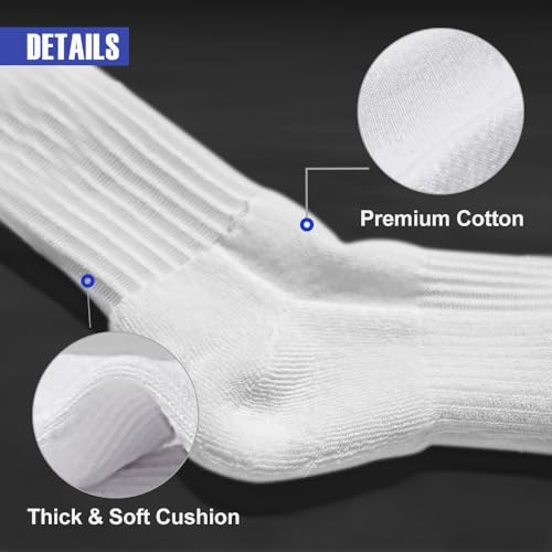 6-Pack Cotton Stripe Athletic Crew Socks. Extra Thick Cushioned Daily Comfortable Socks for Men & Women.4