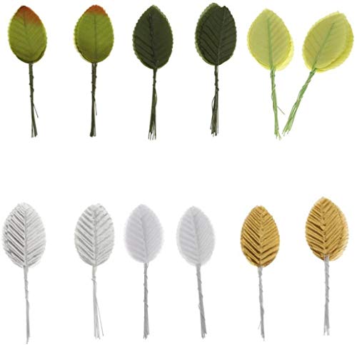 Feuilles de rose artificielle vert clair de 11cm pour vos bouquets de mariage par 200pcs - 5