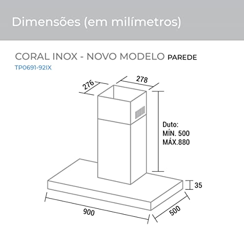 Coifa Parede Coral 90 Cm Inox 220V - SUGGAR - TP0692IX