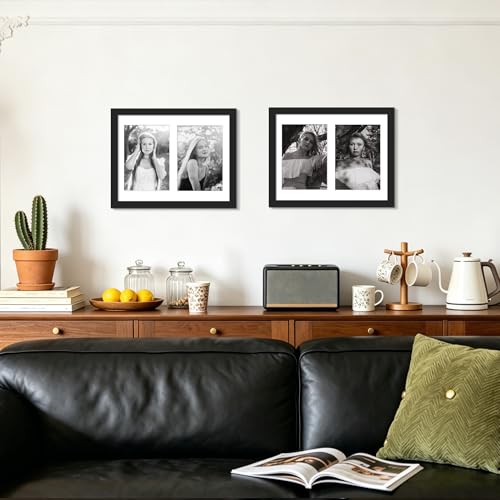 Image of DUENPY 2-Pack 8.5x11 Collage Picture Frames, 5x7 Collage Picture Frame, Displays Two 5x7 inch Photos, or 8.5x11 (Without Mat) Wall Decor Wall Hanging or Tabletop, Black