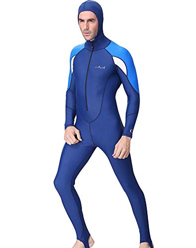 DIVE&SAIL Mujeres Hombres Encapuchado Longitud Completa Traje de Buceo Traje de una Pieza Manga Larga UV-Protective Bañador 715D (XXXL, Hombre)