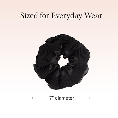 Image of Kitsch Pleated Scrunchie for Women - No Crease Hair Ties No Damage, Stylish and Comfortable Fabric Ponytail Holders for Everyday Hairstyles & Spooky Season Looks | Ideal Gifts for Women - 1pc