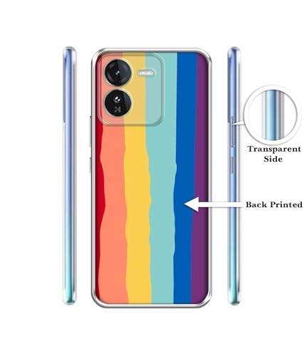 Image of Rainbow Printed Silicon Soft TPU Back Case Cover for iQOO Z9 5G, Blue