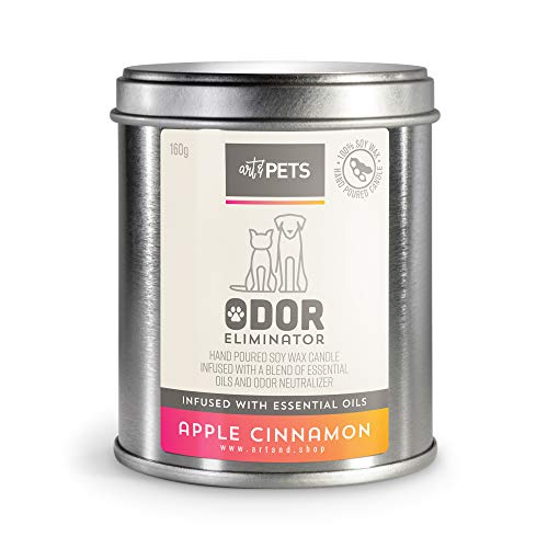 Art & Pets Pet Odor Eliminator Candle Appx 72 Hrs Burning Time | Natural Scented Soy Wax Candle | Dog Smell Eliminator Candle | Cat and Dog Odor Eliminator Candle | Pet Candle (Apple Cinnamon)