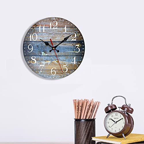 Artsocket Wooden Wall Clock Silent Non-Ticking, Wood Old Retro Vintage Wooden Round Rustic Coastal Wall Clocks Decor For Home Kitchen Living Room Office, Battery Operated(12 Inch) #TOP6