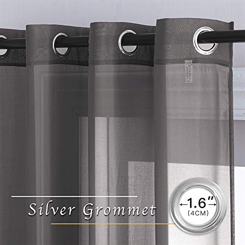 Nicetown Chiffon Sheer Living Room Curtains, Elegant Dark Charcoal Grey Soft Nickel Grommet Window Panels Drapes For Living/Dining Room/Master Bedroom (55 Wide X 96 Inch Long, 2 Panels) #TOP2