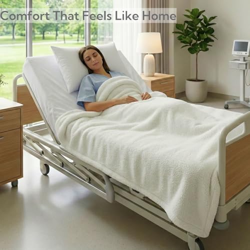 qztavyni Care Bed Sheets Set 4 Pcs – 36"x80" Fitted Sheet, Flat Sheet, Pillowcase & Blanket – Twin XL Hospital Style Sheets for Home or Adjustable Beds(White) by qztavyni - Used condition - Image 4