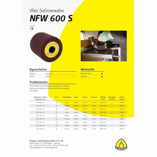 Roues en non-tissé Corindon NFW 600 S 110x100x19 pour la rénovation des métaux - 4