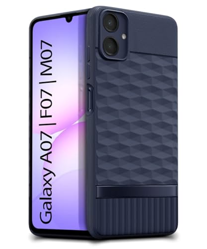 Image of WOW IMAGINE Back Cover for Samsung Galaxy M17e 5G | F70e 5G | M07 | F07 | A07 | A07 5G with Hexa Cube Design | Ultra Slim | Inner Velvet Fabric | Matte Flexible Mobile Case | Camera Protection - Blue