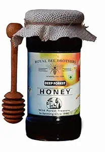 Royal Bee Brothers | Deep Forest Honey | Thick and Black, NMR Tested Honey |Produce of Wild Honey Bee | Harvested from Katarniyaghat Forest| Pollen Enriched 100% Unprocessed and Unheated Honey| 500 g