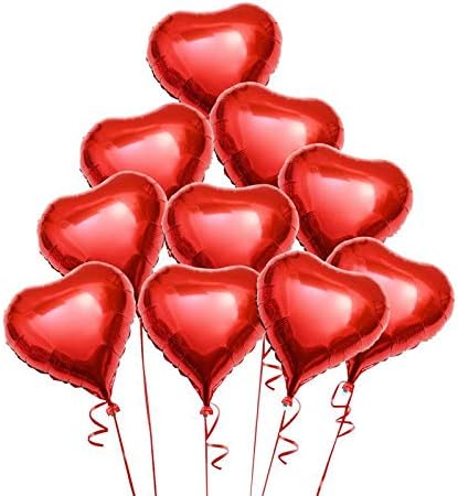 Quadow 18 Inch Red Heart Balloons Foil Balloons Mylar Balloons for Party Decorations, 20 Pieces