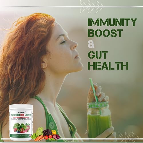 Peacock Max Superfoods Reds Greens Organic Supplement Powder for Immunity Bloating Gut Health Plant Based Vegan Non-GMO Antioxidants Prebiotics Probiotics Ashwagandha 11.64 oz - Thumbnail 6