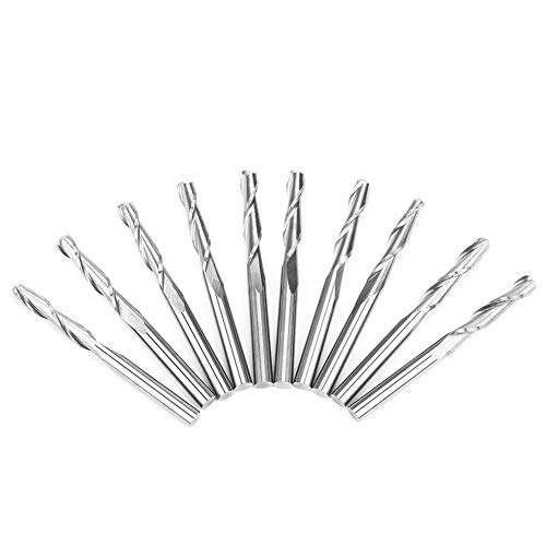 10 Stück/Packung 3,175 x 17 mm Wolframstahl-Doppelflöten Hartmetall-Kugelkopffräser CNC-Bits zum Schneiden und Gravieren