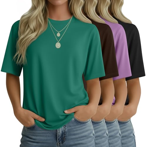 Sweetyweee 4 Pack Women's Half Sleeve T Shirts 1/2 Sleeve