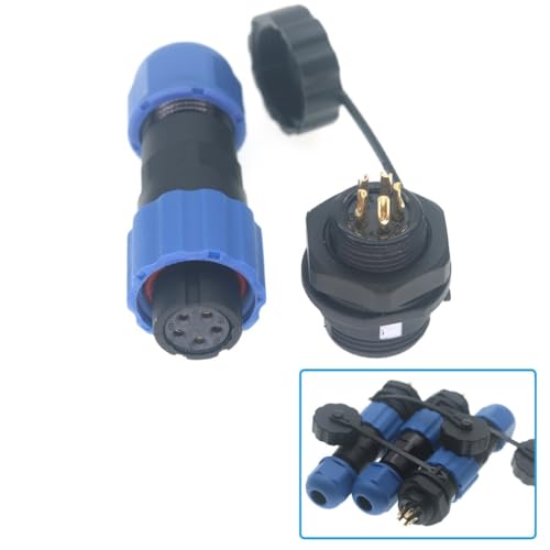 Image of MCcamstore SD13 IP68 1-7 PIN Waterproof Power Connector, High Voltage Circular Industrial Electrical Cable Wire Connector Plug, Rear Nut Panel Socket (3, Rear nut Female Plug, 5pin)