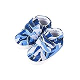 DEBAIJIA Krabbelschuhe Segeltuch Sneaker mit Rutschfester Sohle aus Silikon Kleinkind Schuhe Geeignet für 6-18 Monate Baby Junge Mädchen Klettband Slip-On-Verschluss, Hl03 Blau, 18 EU