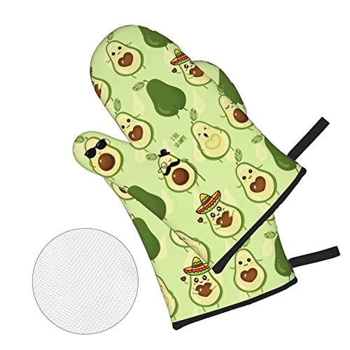 Hisoro Cute Avocados Oven Mitts And Pot Holders Sets For Gift Set Kitchen Heat Resistant Waterproof Durable For Bbq Cooking Baking #TOP1