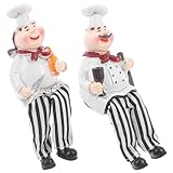 SHINEOFI Figuras de Chef de Resina Decorativas para Hogar y Cocina Set de 2 Piezas Diseño de Chef Caricatura Pequeño Adecuado para Decoración de Habitaciones y Escritorio