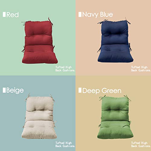Bossima HB007ODG Outdoor Indoor High Back Chair Tufted Cushions Comfort Replacement Patio Seating Cushions Set Of 2 Deep Green thumb #4