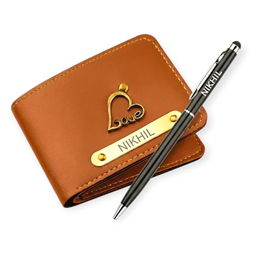 Image of Personalized Leather Wallet for Men with Name & Charm | Vegan Leather Wallet & Passport Cover Holder for Men & Women | Customized Gift for Boys, Husband, Brother