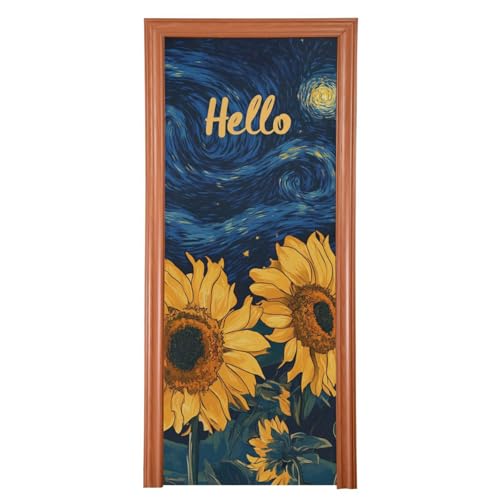 Himmel solrosor vår dörrskydd 91 x 248 cm sommar dörr banderoller fest dekoration och tillbehör för hem L