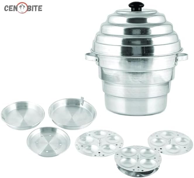 Miniatura 3 de Cenobite Idli Maker Aluminio - (1 olla, 1 tapa, 4 placas Idli, 2 placas Dhokla) - Cocina Idli, la máquina Momos está hecha de aluminio de alta