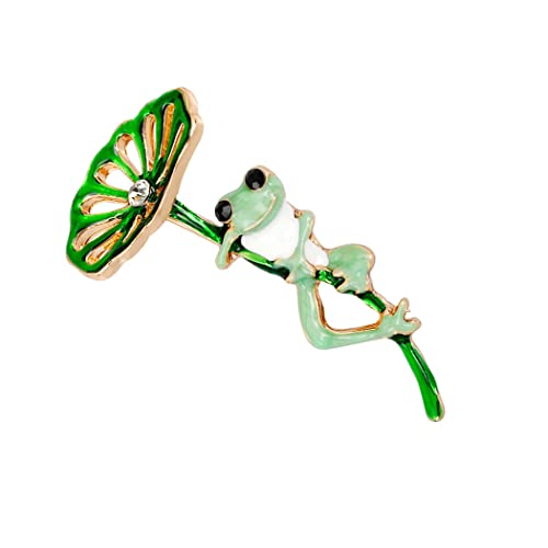 Image of Lotus and Frog Brooch Pendant Pin Broach Ladies Badges for Wedding Dress Jewelry Women Small Gift Fine Craftsmanship Fashion Book
