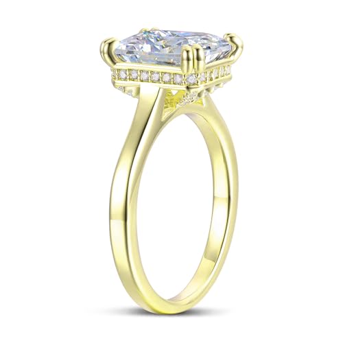 Gold 14K 4.0 carat Radiant Cut Hidden Halo Moissanite Engagement Ring for Women Promise Bridal Rings for women3